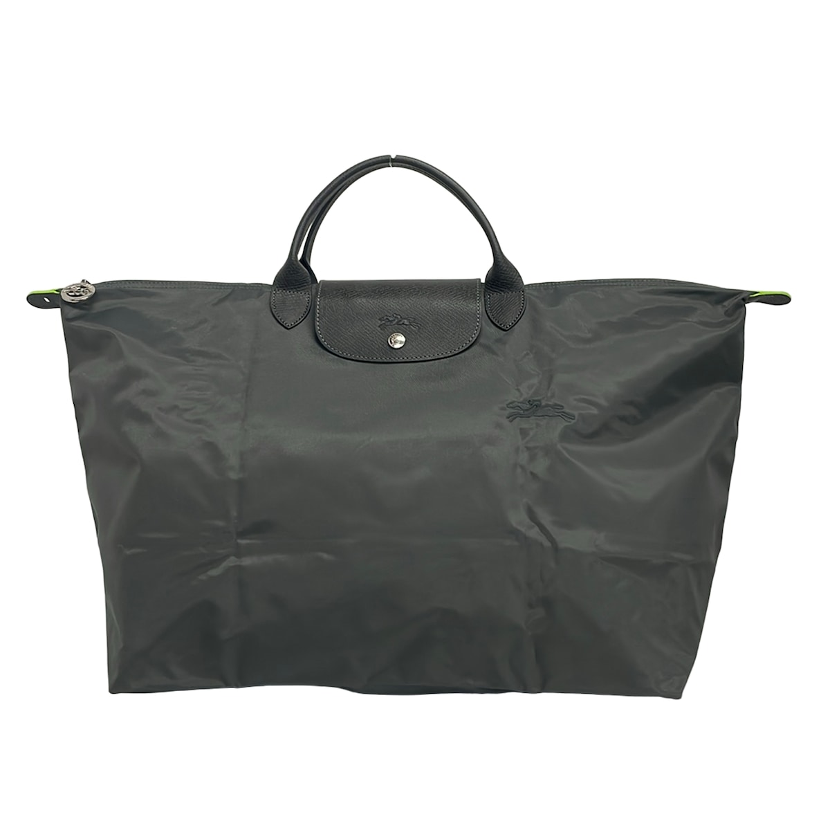 【中古】LONGCHAMP(ロンシャン) ル プリアージュネオ ハンドバッグ 折りたたみ ダークグレー レザー