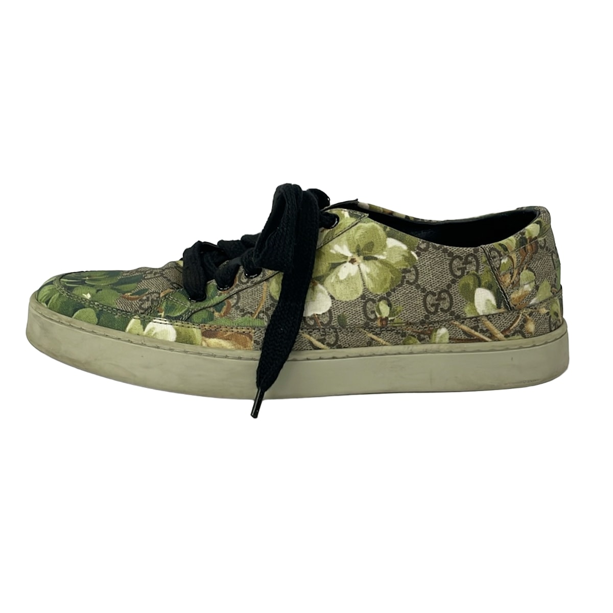 【中古】GUCCI(グッチ) スニーカー GGブルームス/インソール取外し可 ベージュ×黒×マルチ レザー