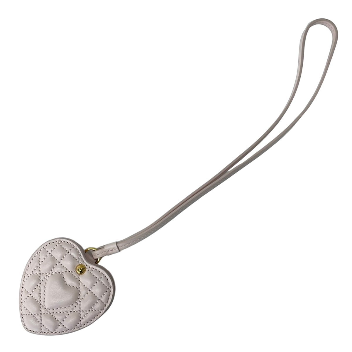 CHRISTIAN DIOR - 【中古】DIOR/ChristianDior(ディオール/クリスチャンディオール) キーホルダー(チャーム) バッグチャーム/ハートカナージュ/ミラー ペールピンク ラムスキン