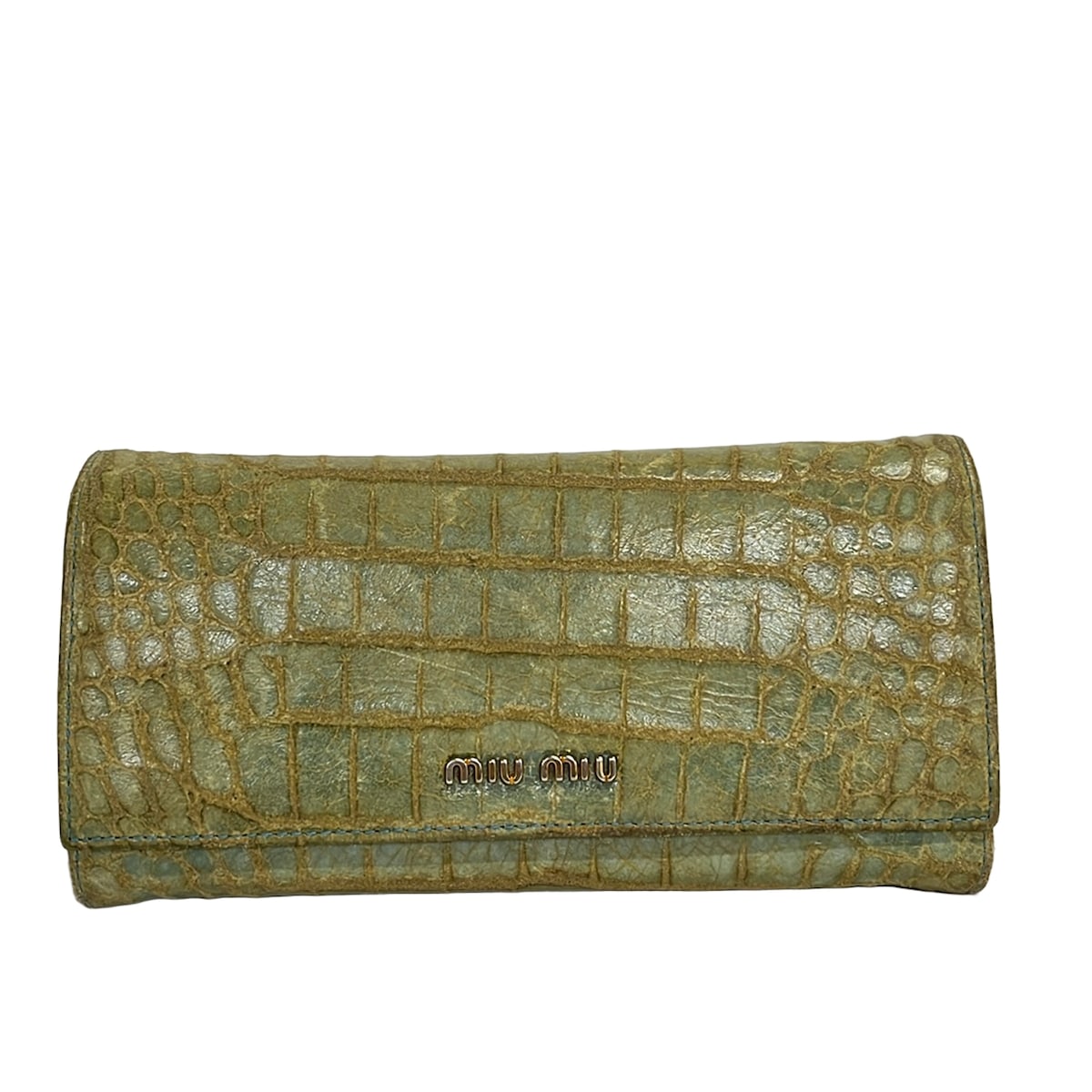 【新着】【中古】miumiu(ミュウミュウ) 長財布 ブルー レザー