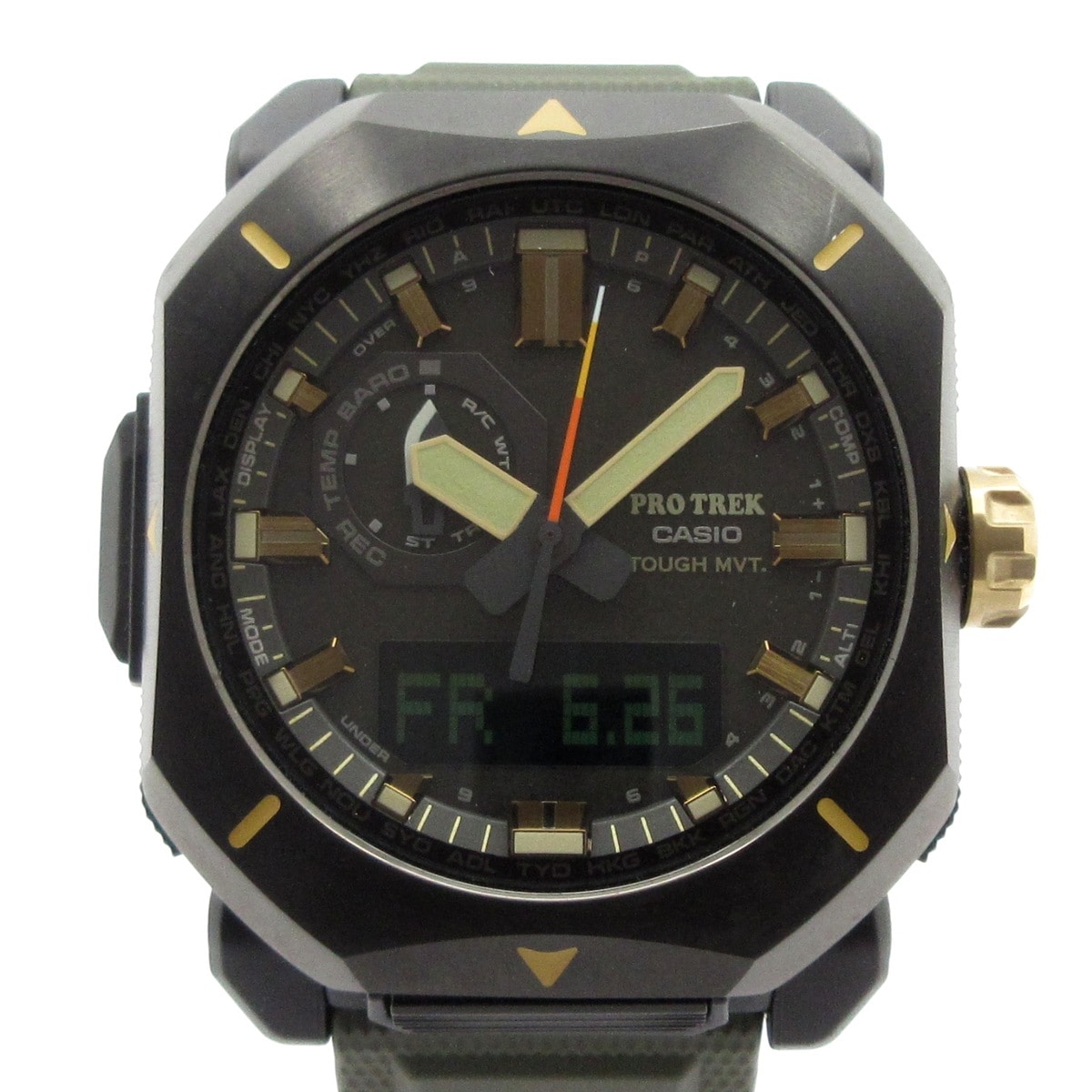 【中古】CASIO(カシオ) PRO TREK(プロトレック) 腕時計 タフソーラー カーキ