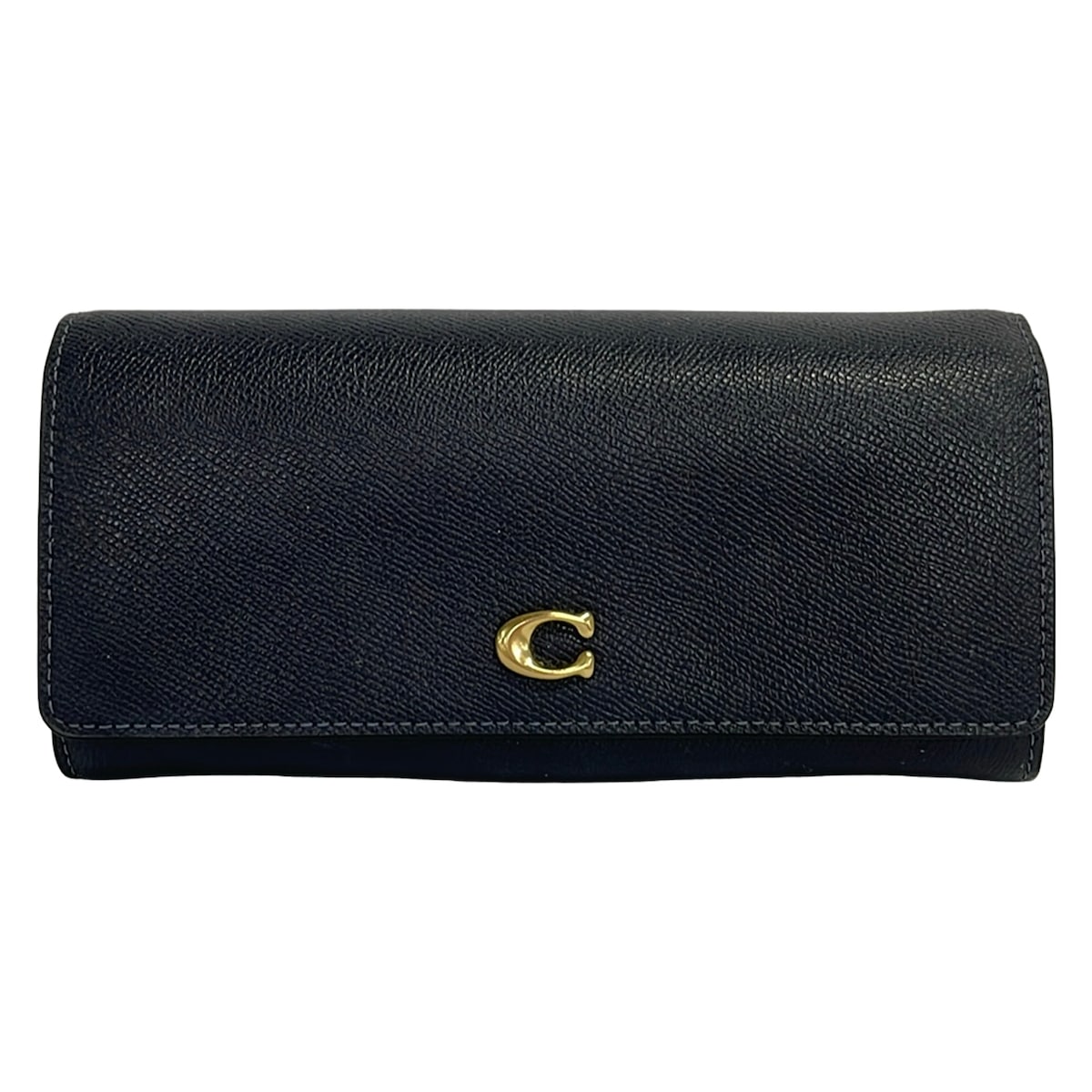【中古】COACH(コーチ) 長財布 ダークネイビー レザー