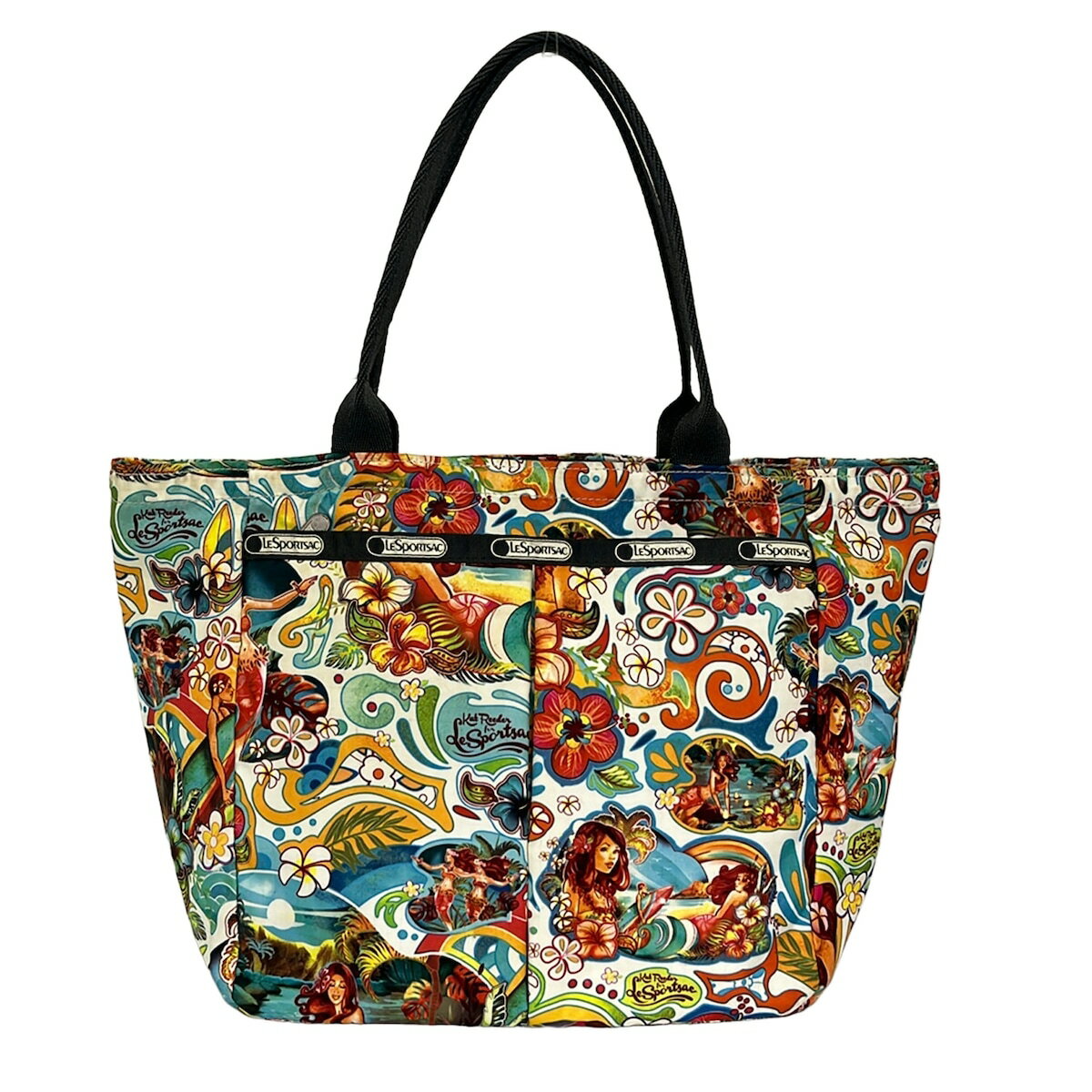 【新着】【中古】LESPORTSAC(レスポートサック) ハンドバッグ LeSportsac 白×オレンジ×マルチ