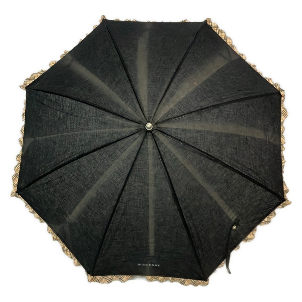 【新着】【中古】BURBERRY/Burberry(バーバリー) 傘 晴雨兼用傘/チェック柄 黒×ベージュ×レッド