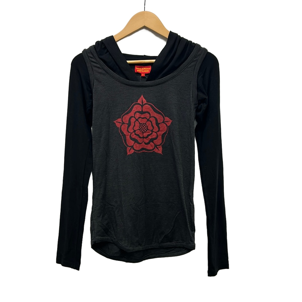 VivienneWestwoodRedLabel(ヴィヴィアンウエストウッドレッドレーベル) 長袖カットソー ボーダー 黒×ダークグレー×レッド