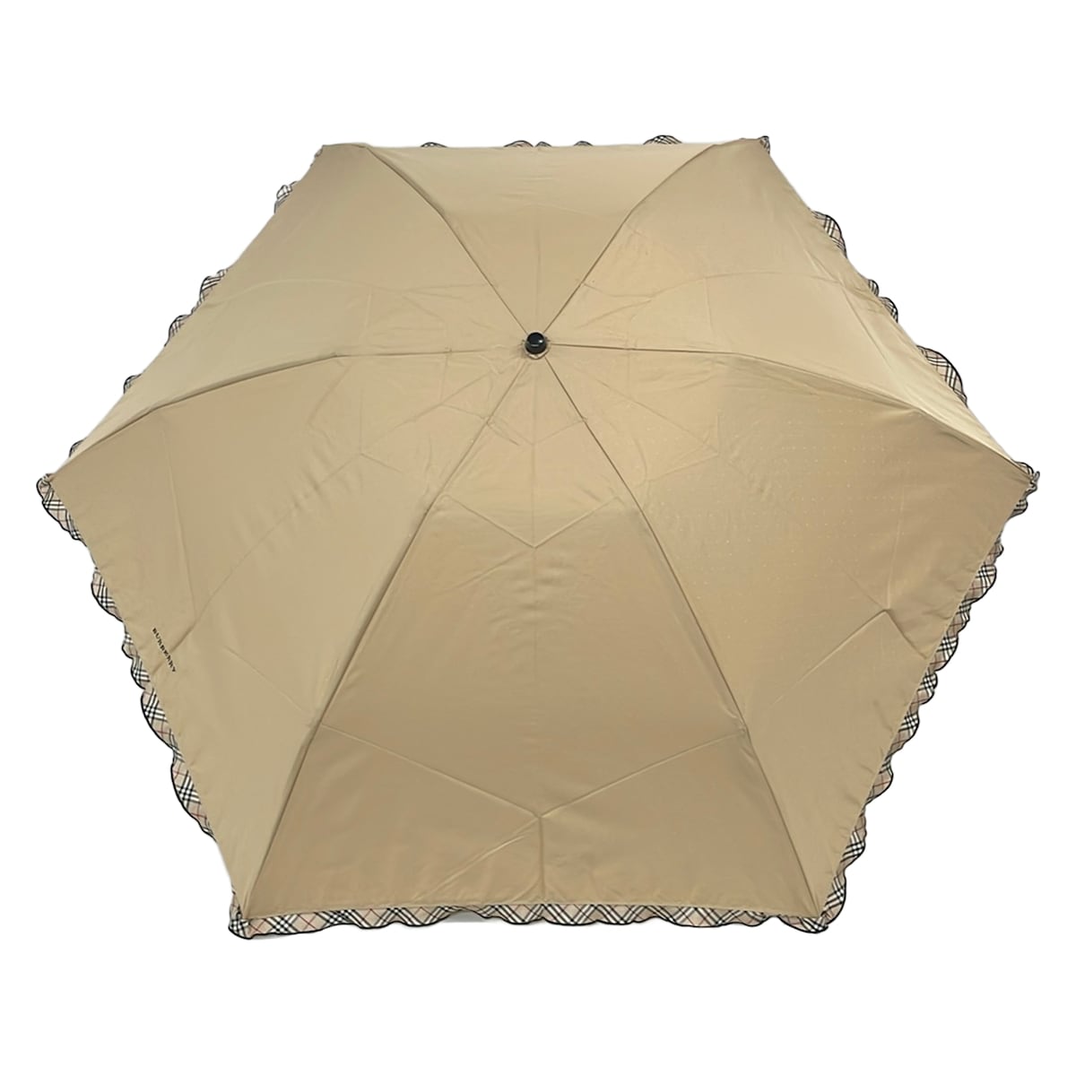【新着】【中古】BURBERRY/Burberry(バーバリー) 折りたたみ傘 チェック柄/フリル ベージュ×黒×マルチ