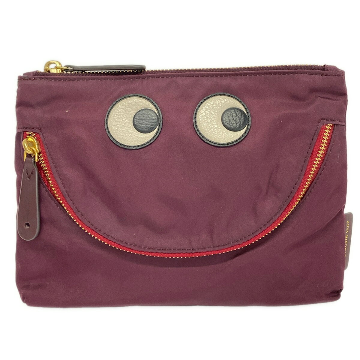 【中古】Anya Hindmarch(アニヤハインドマーチ) ポーチ ボルドー