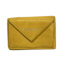 【中古】BALENCIAGA(バレンシアガ) ペーパーミニウォレット 3つ折り財布 イエロー レザー