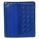 【新着】【中古】BOTTEGA VENETA(ボッテガヴェネタ) イントレチャート カードケース ブルー レザー