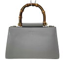 【中古】GUCCI(グッチ) ニムフェア ハンドバッグ グレー レザー