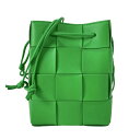 【中古】BOTTEGA VENETA(ボッテガヴェネタ) スモールカセット クロスボディ/マキシイントレチャート ショルダーバッグ グリーン レザー