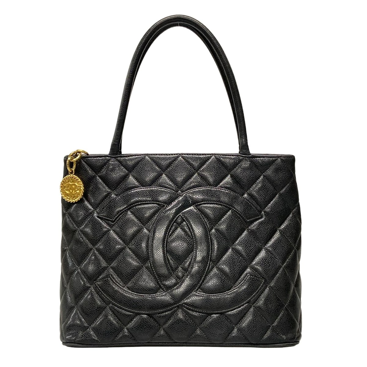 【中古】CHANEL(シャネル) 復刻トート トートバッグ ゴールド金具 黒