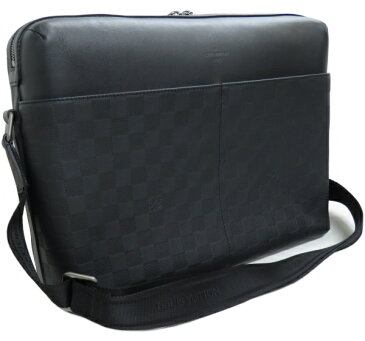 【中古】 美品 ルイヴィトン ダミエ アンフィニ カリプソGM ショルダーバッグ 黒 メンズ k62