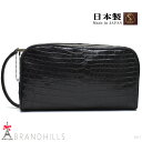 クロコダイル セカンドバッグ メンズ ブラック マット加工 横幅25cm Wファスナー 日本製 JRA 新品(4)