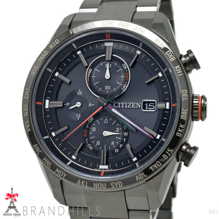 シチズン メンズ アテッサ Act Line エコドライブ電波 クロノグラフ スーパーチタニウム AT8185-62E H800-T025871 CITIZEN ほぼ未使用 【中古】