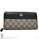 グッチ 長財布 レディース ダブルG バイカラー ジップアラウンドウォレット GGスプリーム ブラック 456117 GUCCI 極美品 【中古】