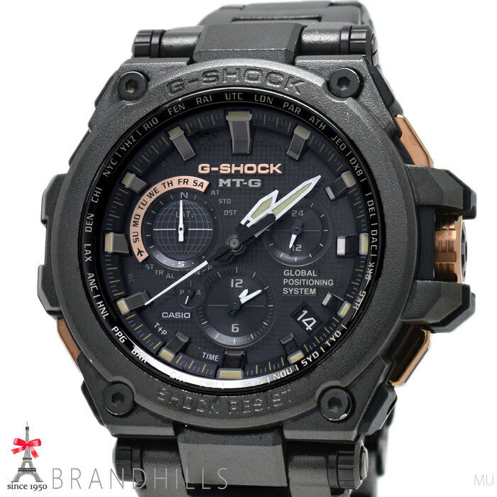カシオ G-SHOCK 腕時計 メンズ MT-G GPSハイブリット ソーラー電波 SS ブラック文字盤 MTG-G1000RB-1AJF CASIO 極美品 【中古】