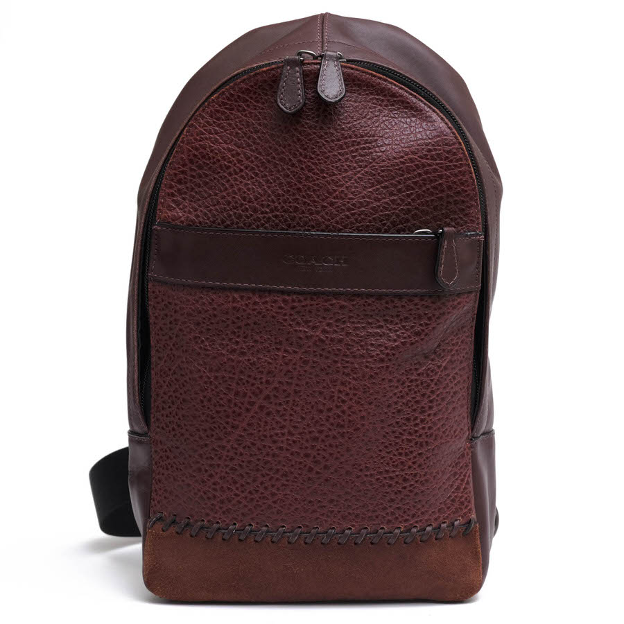 COACH ショルダーバッグ コーチ F11236 CHARLES PACK WITH BASEBALL STITCH ベースボールステッチ チャールズ パック 牛革 リファインドカーフ バッファロー エンボスドレザー ボディバッグ シボ革 シュリンクレザー 【中古】