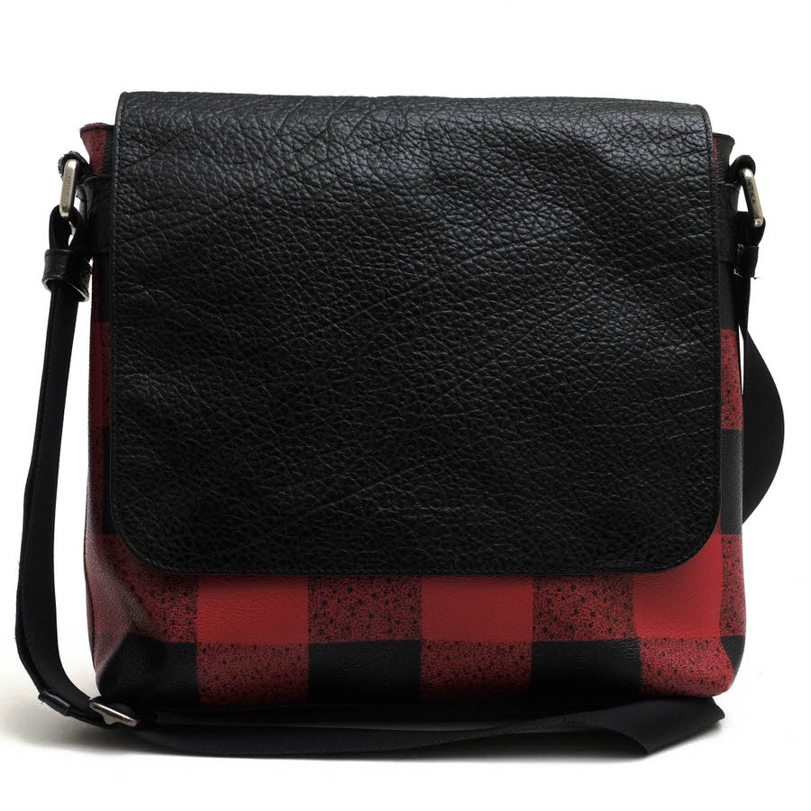 COACH ショルダーバッグ コーチ F31558 Charle Small Messenger With Buffalo Check Print ペブルドレザー 牛革 クロスボディ メッセンジャーバッグ 【中古】