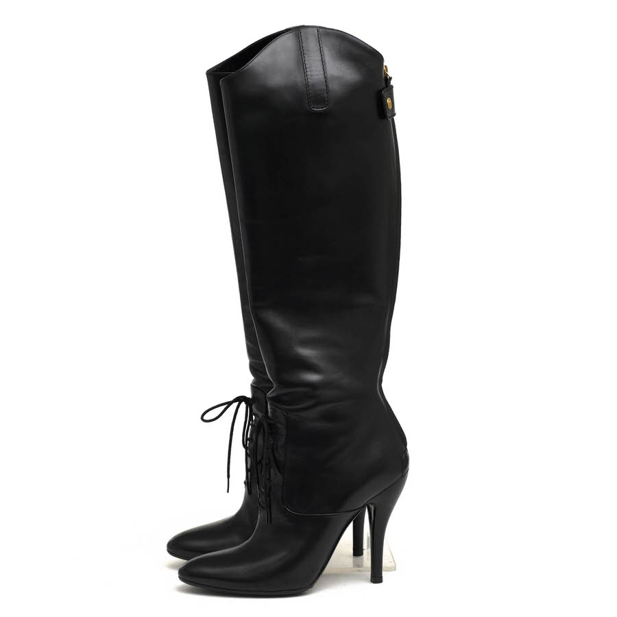 GUCCI ロングブーツ グッチ 304702 Elizabeth High Heel Riding Boots 牛革 カーフ ハイヒール 