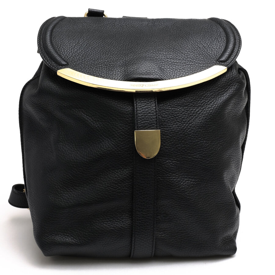 SEE BY CHLOE リュック シー バイ クロエ Lizzie Backpack リジー バックパック ペブルドレザー 牛革 2WAY ハンドバッグ シボ革 シュリンクレザー デイパック 【中古】