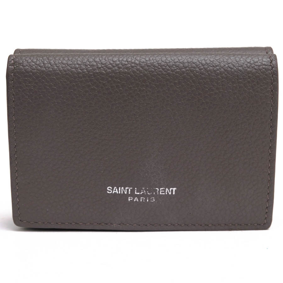 YVES SAINT LAURENT 財布 サンローラン 459784 Tiny Wallet タイニーウォレット パリ PARIS エディ・スリマン Hedi Slimane 牛革 カーフ コンパクトウォレット ユニセックス 男女兼用 三つ折り 小銭入れあり 【中古】