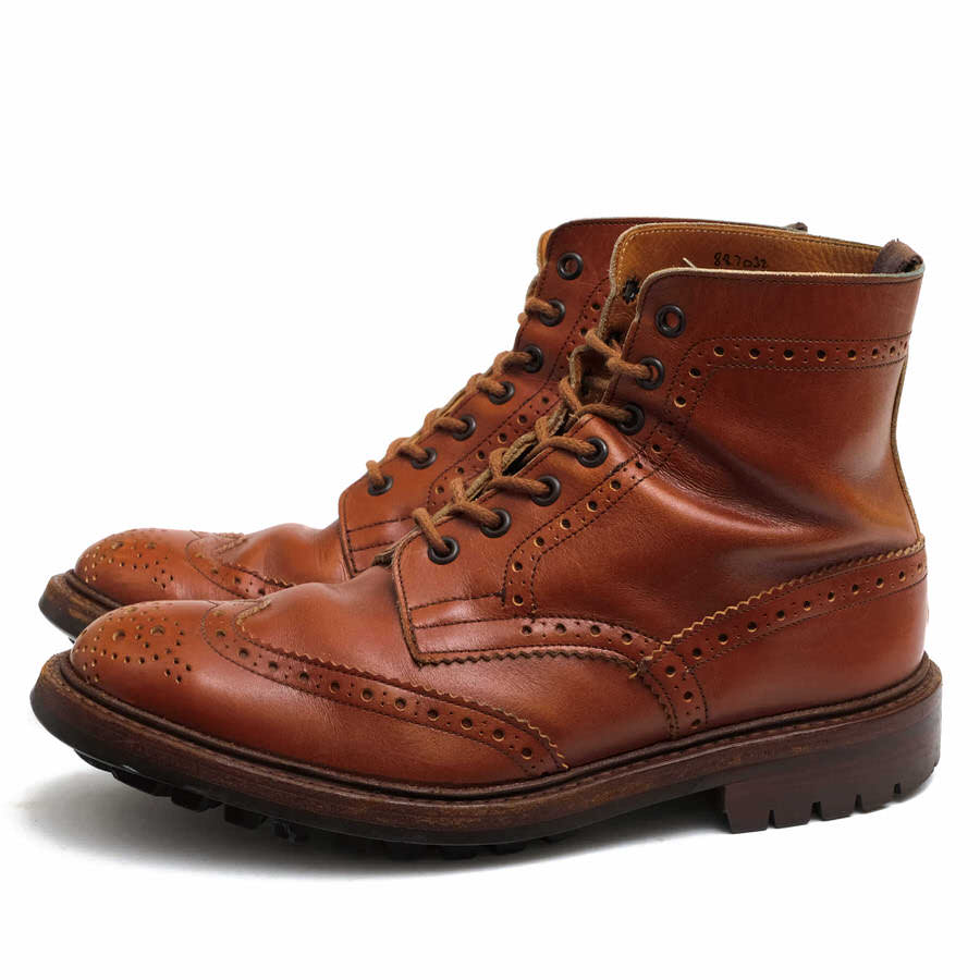 Tricker's レースアップブーツ トリッカーズ M2508 MALTON モールトン Brogue Boots ダブルソール カントリーブーツ ウイングチップ 定番 グッドイヤーウェルト製法 【中古】