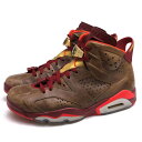 NIKE ハイカットスニーカー ナイキ 384664-250 JORDAN 6 RETRO RAW UMBER/TEAM RED/METALLIC GOLD-CHALLENGE RED エアジョーダン6 レトロ ローアンバー/チーム レッド-メタリック ゴールド-チャレンジ レッド 【中古】