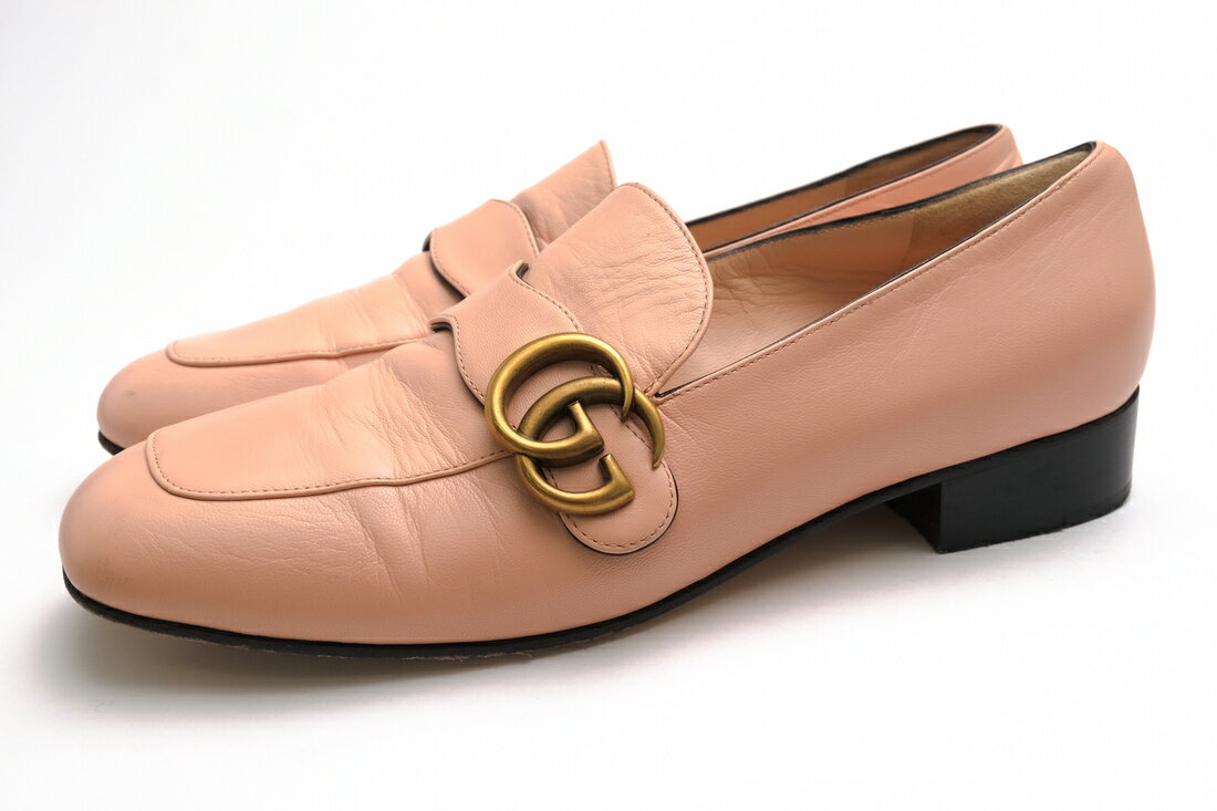 gucci///////////////\\\' - GUCCI コインローファー グッチ 602496 25mm Marmont Leather Loafer カーフレザー 牛革 パンプス ダブルG GGマーモット金具 レザーソール 【中古】