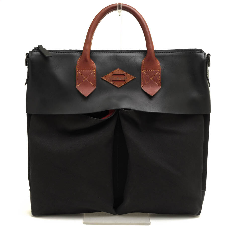 LEON FLAM トートバッグ レオンフラム Sac21H Comte de la Vaulx コットンキャンバス 牛革 ヘルメットバッグ 【中古】