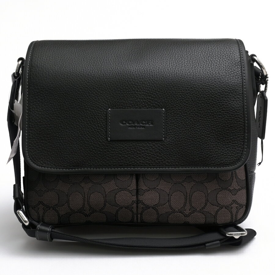 COACH ショルダーバッグ コーチ CE534 Sprint Map Bag 25 In Signature Jacquard スプリント マップバッグ 25 シグネチャージャカード リファインドペブルレザー 牛革 フラップ式 メッセンジャーバッグ 【中古】