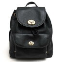 COACH リュック コーチ 37581 Mini Turnlock Rucksack In Polished Pebble Leather ミニ ターンロック ポリッシュドペブルレザー 牛革 巾着型 シボ革 シュリンクレザー 【中古】