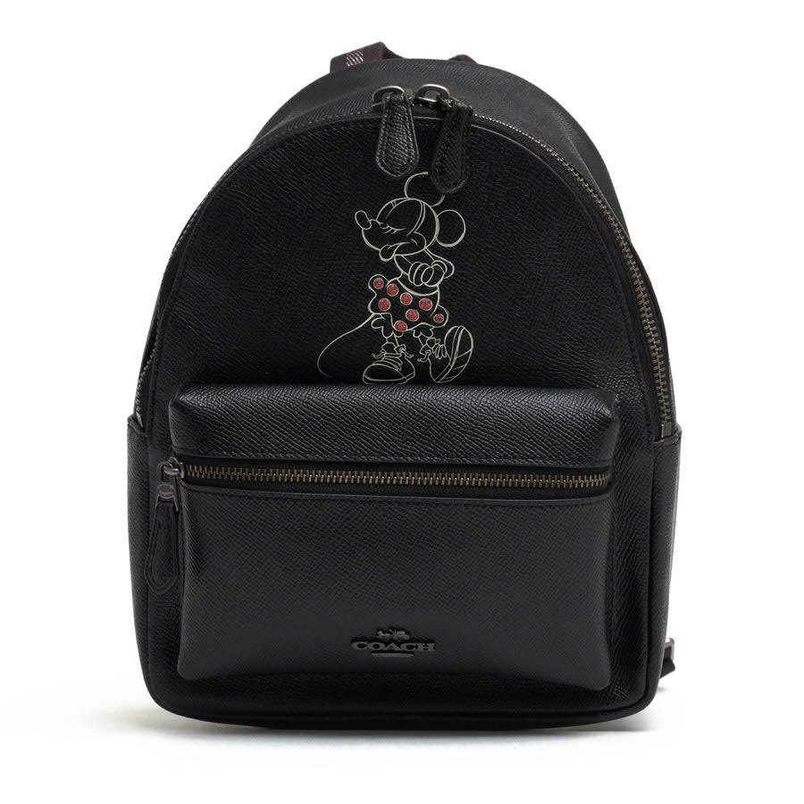 COACH リュック コーチ F29353 Mini Charles Backpack With Minnie Mouse Motif ミニ チャールズ バックパック Disney ディズニー クロスグレインレザー 牛革 ミニーマウス 【中古】