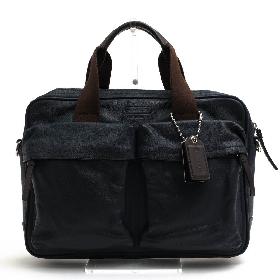 COACH - COACH ビジネスバッグ コーチ 70859 Thompson Slim Leather Commuter トンプソン レザー スリム コミューター X スパイロレザー 牛革 シボ革 シュリンクレザー 【中古】