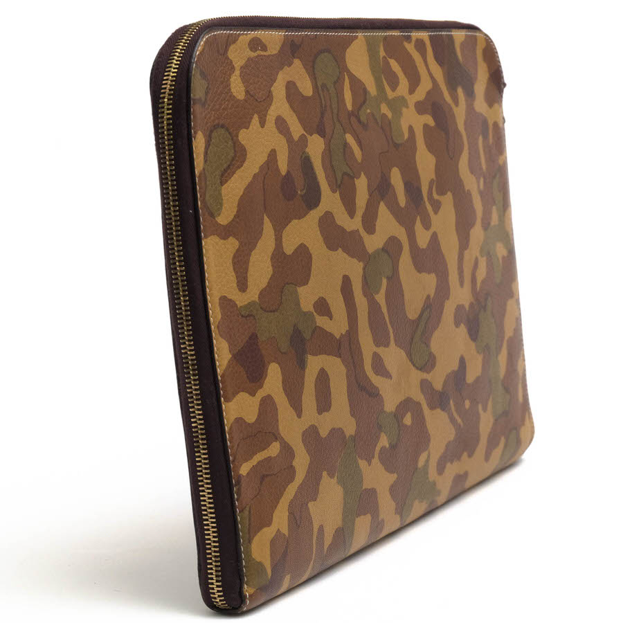 Cisei セカンドバッグ/クラッチバッグ シセイ 0934 LD DOCUMENT CASE LINDOS リンドス カーフ 牛革 ドキュメントケース L字ファスナー シボ革 シュリンクレザー 迷彩・カモフラージュ柄 【中古】