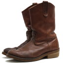 BRANDINGの全商品で利用可↓↓1%OFFクーポン↓↓RED WING レッドウィング ペコスブーツ メンズ 8159 PECOSBOOTS ペコスブーツ アンバー アンバー・ハーネス 牛革商品説明1905年、アメリカミネソタ州のレッドウィングという街で、チャールズ・ベックマンが14人の仲間と共に「RED WINGShoe Company」という名の小さな工場を設立。現在でも、アメリカ国内での生産にこだわり、本格的な作りに相反した控えめの値段設定などの条件が重なり、世界中のワークブーツを代表するブランドへと成長した。現在では、赤い羽根がロゴマークとして用いられている。日本では、レッドウィングジャパン (RED WINGJapan) が輸入や企画・生産などを執り行っており、アメリカのレッドウィング社とは型番やモデルが違うものとなっている。伝統的なデザインで普遍的な人気を誇るペコスブーツ。アッパーにはオイル分をたっぷりと含んだアンバー・ハーネス・レザーを使用しているので、耐水性、撥水性があります。もともとは農場で働く人向けに作られたブーツで、タフさと快適さは申し分ありません。耐水性に富んだグットイヤーウェルト製法を採用し、長時間履いても疲れにくく履くほどに足に馴染んでいくので長く愛用いただけます。商品詳細◆ブランド名　RED WING◆サイズ表記　US8◆日本サイズ参考　約26.0cm◆サイズ詳細　アウトソール 約29.7cm ワイズ 約10.5cm ヒール 約4.5cm ブーツ高さ 約29cm◆仕様　ワイズE◆特徴　グッドイヤーウェルト製法◆型番　8159 PECOSBOOTS ペコスブーツ アンバー◆生産国　USA◆素材　上質な革 レザー◆素材詳細　アンバー・ハーネス（牛革）◆色　ブラウン 茶◆商品状態　中古品-良い◆状態詳細　ヒール修理済み