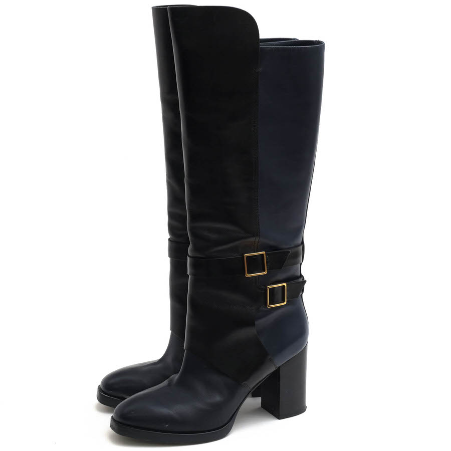 TOD'S ロングブーツ トッズ 牛革 カーフ ジョッパーブーツ バイカラー 【中古】