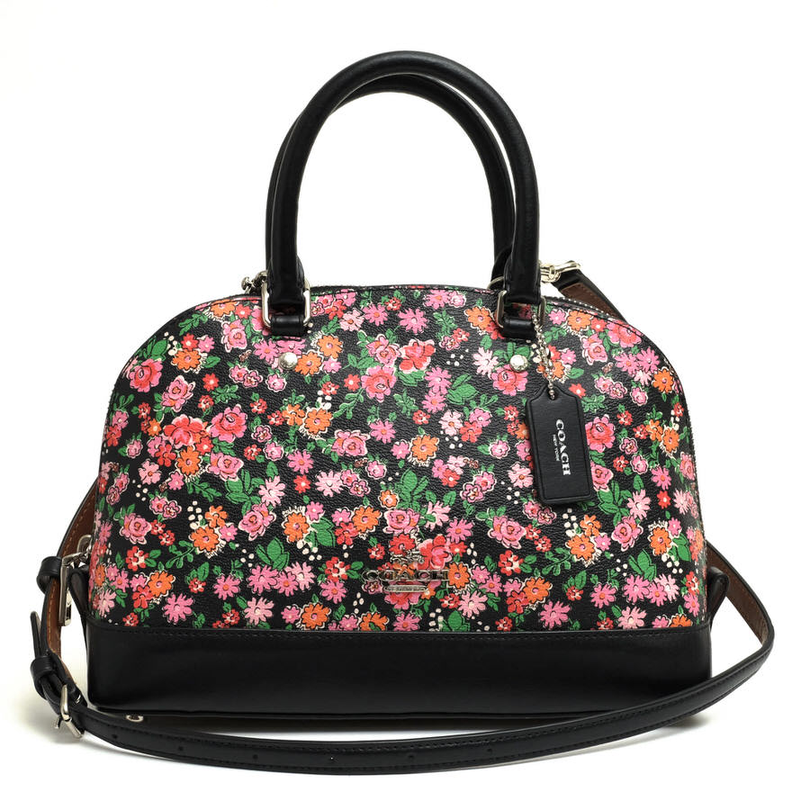 COACH nhobO R[` F57621 Mini Sierra Satchel In Posey Cluster Floral Print Coated Canvas ~j VG Tb`F |[W[ NX^[ t[ vg ԕ 2WAY V_[obO ~j{Xg yÁz