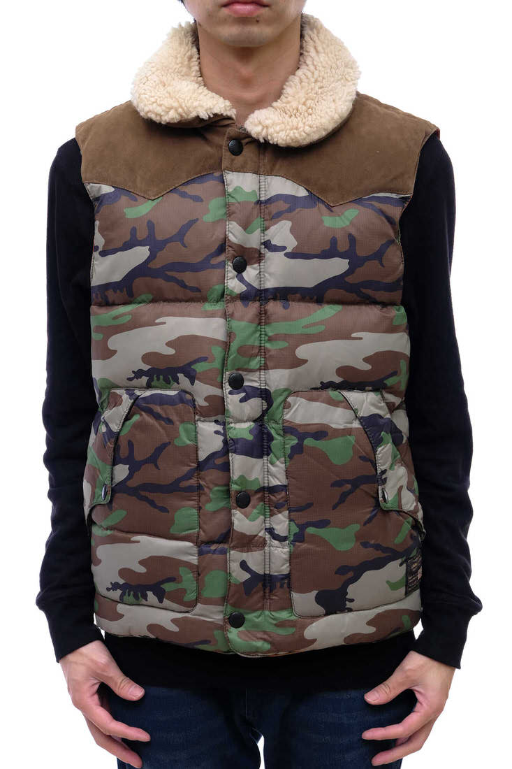 DENIM＆SUPPLY ダウンベスト デニム＆サプライ 788560155001 Camo Ripstop Down Vest in Green Ralph Lauren ラルフローレン ボア 迷彩 カモフラージュ柄 【中古】