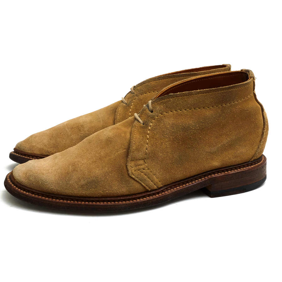 ALDEN チャッカブーツ オールデン 1494 Unlined Chukka Boots Tan Suede 牛革 アンラインド仕様 プレーントゥ グッドイヤーウェルト製法 レザーソール 【中古】