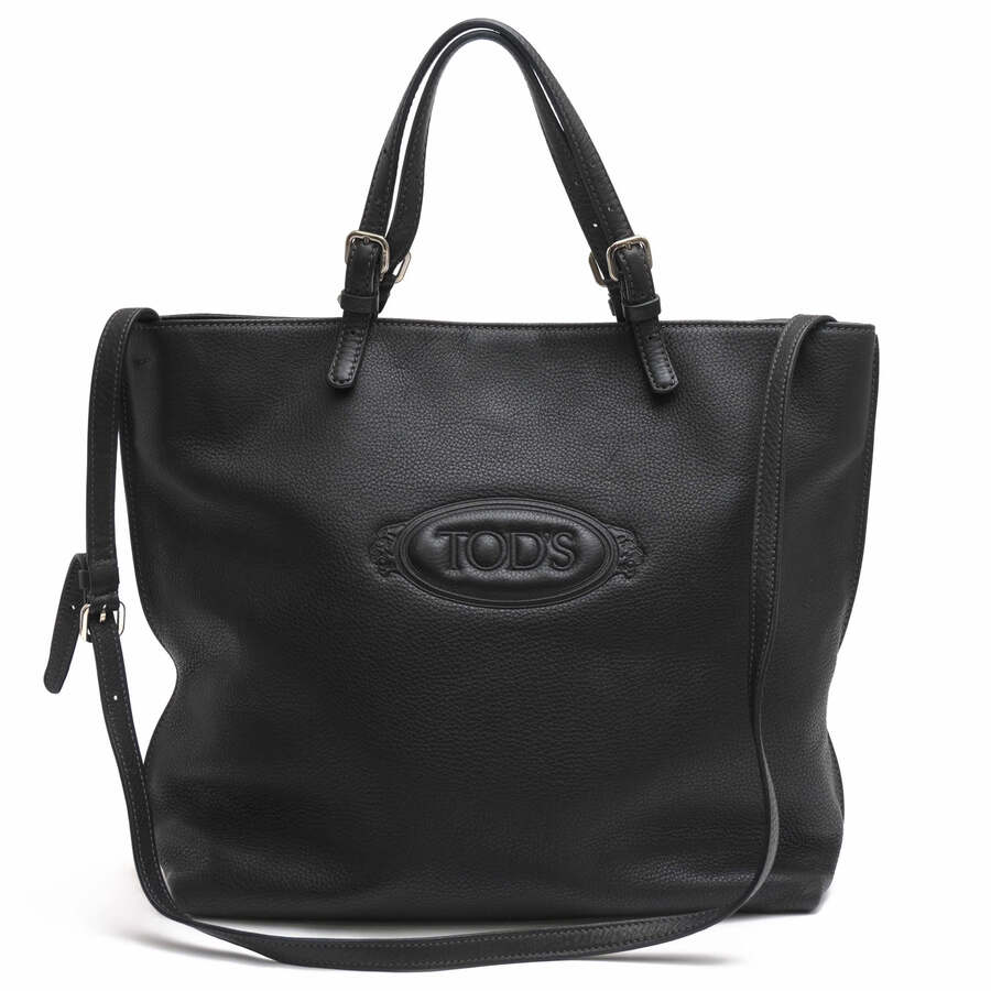 TOD'S トートバッグ トッズ Logo Media Shopping Tote フルグレインレザー 牛革 2WAY ショルダーバッグ シボ革 シュリンクレザー ユニセックス 男女兼用 【中古】