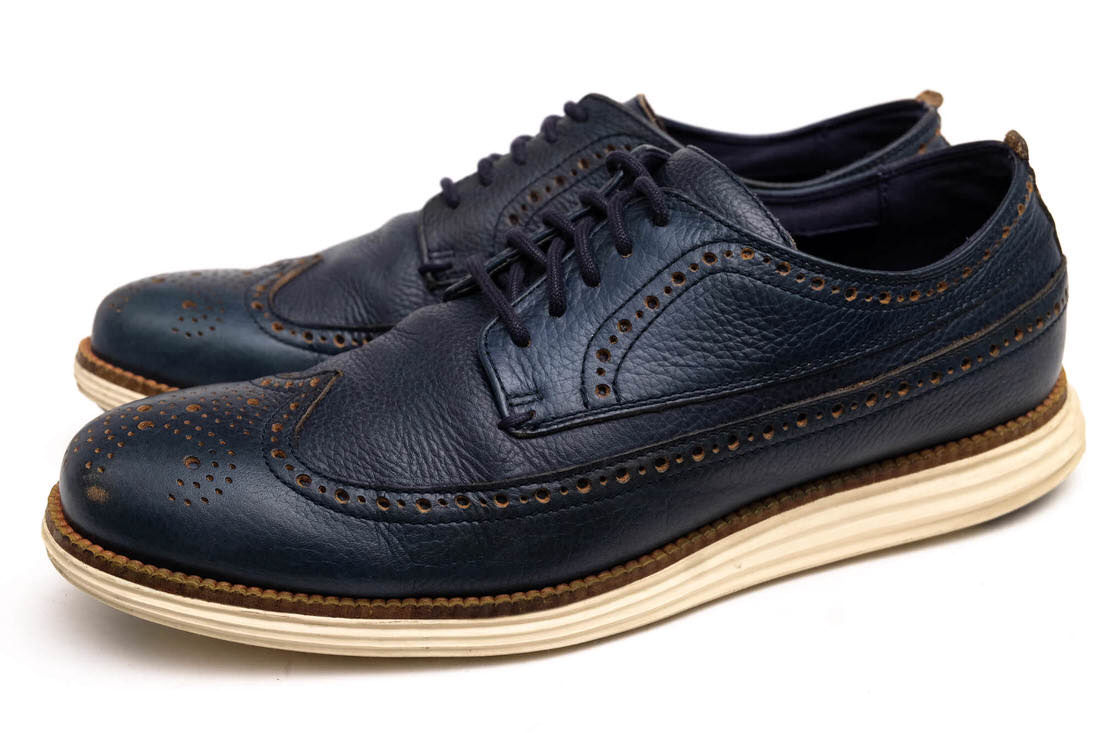 COLE HAAN カジュアルシューズ コールハーン C24530 LUNARGRAND WING TIP ルナグランド 牛革 ルナソール ウイングチップ シボ革 シュリンクレザー 【中古】