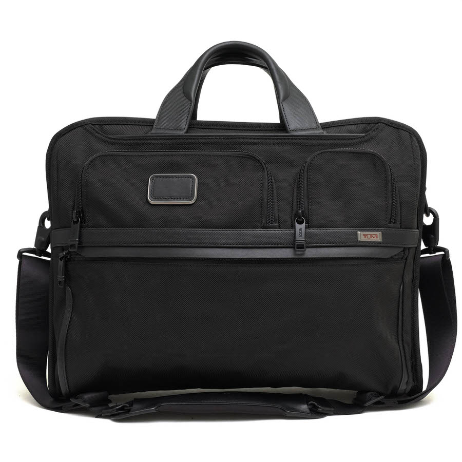 TUMI ビジネスバッグ トゥミ 2603114D3 ALPHA3 Expandable Organizer コンパクト ラージ スクリーン ラップトップ ブリーフ FXTバリスティックナイロン ナパレザー 牛革 2WAY ショルダーバッグ ノートPC収納可 定番 【中古】