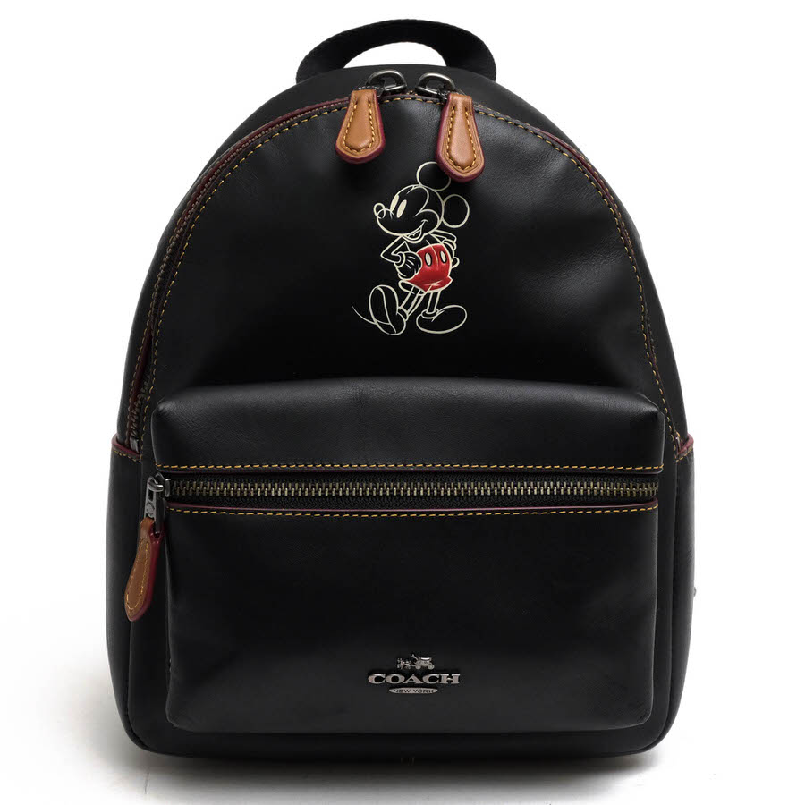 COACH リュック コーチ F59837 Mini Charlie Leather Backpack チャーリー バックパック Disneyn Mickey ディズニー グラブ カーフ 牛革 ミッキーマウス デイパック 【中古】