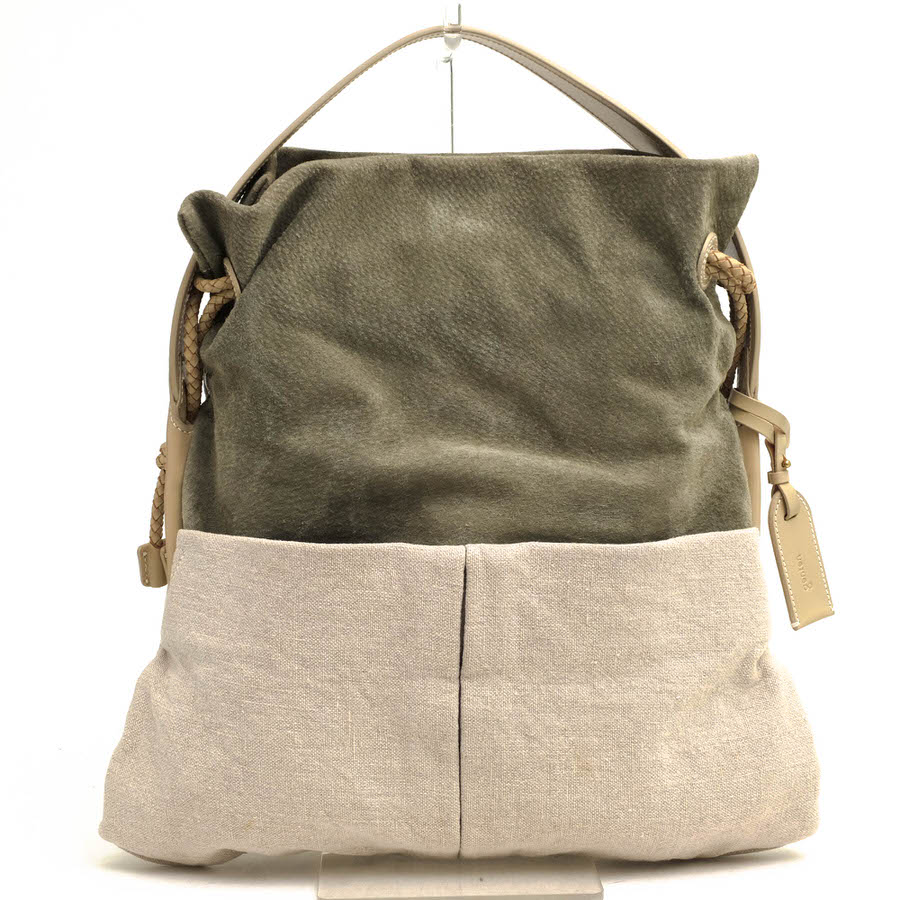 genten\\\' - genten ハンドバッグ ゲンテン 41975 BundleII バンドル2 豚革 牛革 巾着型 バイカラー 【中古】