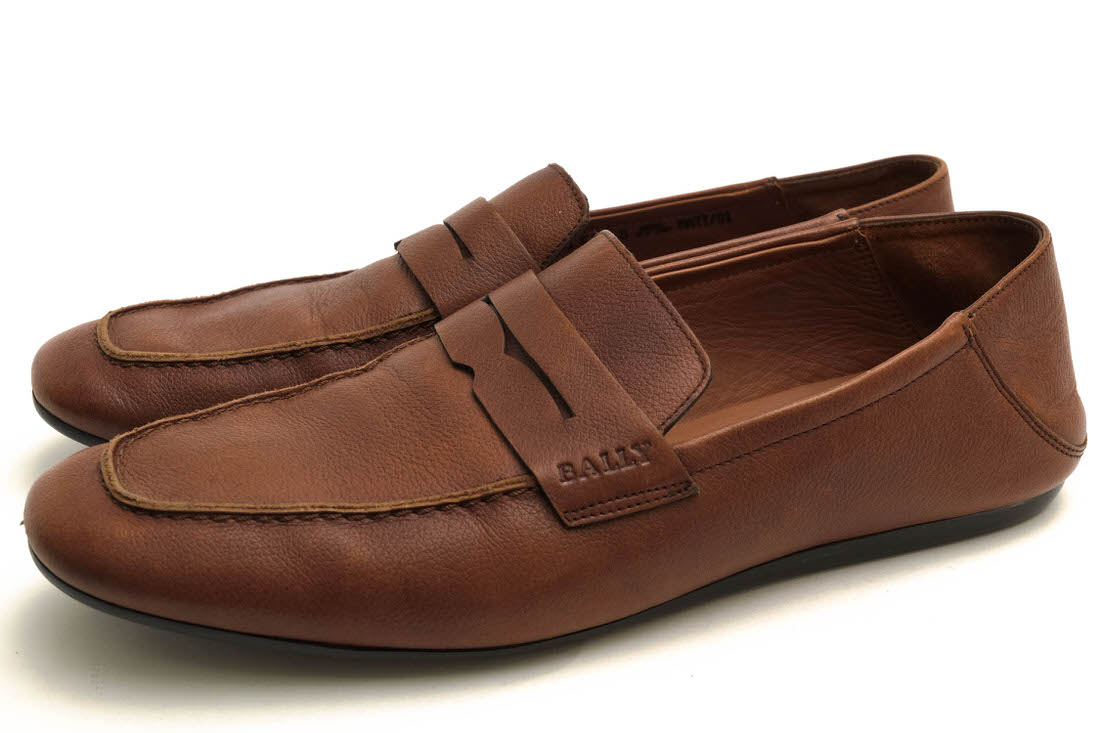 BALLY ドライビングシューズ バリー MATT/01 牛革 カーフ 2WAY サンダル スリッポン シボ革 シュリンクレザー 【中古】