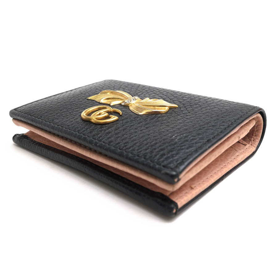 GUCCI 財布 グッチ 524289 ボウ コンパクトウォレット 牛革 カーフ GGマーモント ...