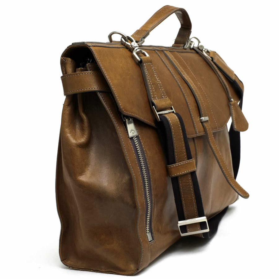 ブランディングのaniary ビジネスバッグ アニアリ 02-01004 カバーブリーフ ニューアイディアルレザー Ideal Leather 牛革 フラップ式 迷彩・カモフラージュ柄 2WAY ショルダーバッグ 【中古】｜アングル3