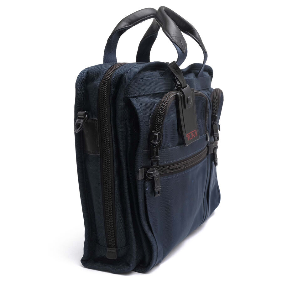 ブランディングのTUMI ビジネスバッグ トゥミ 26108NVSE ALPHA Ballistic Business Organizer Portfolio Brief SHIPS別注 FXTバリスティックナイロン ナパレザー 牛革 2WAY ショルダーバッグ 【中古】｜アングル3