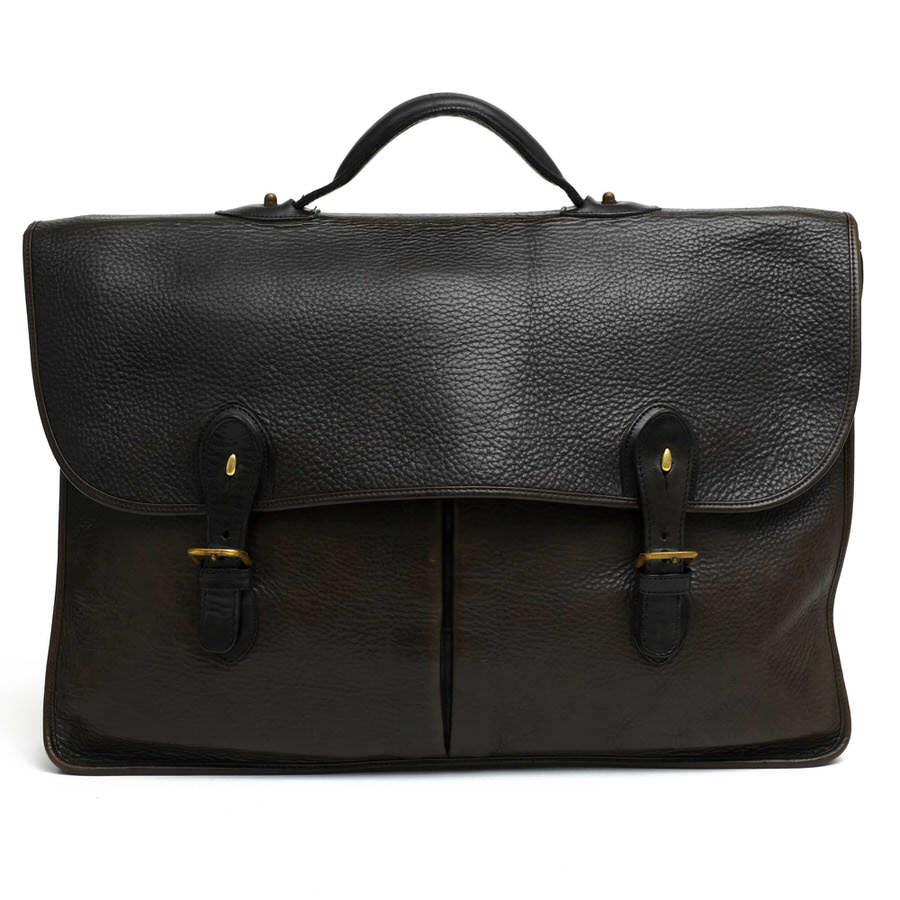 CHESNEAU ビジネスバッグ シェノー ナチュラルグレインカウハイドレザー 牛革 フラップ式 メッセンジャーバッグ シボ革 シュリンクレザー 【中古】